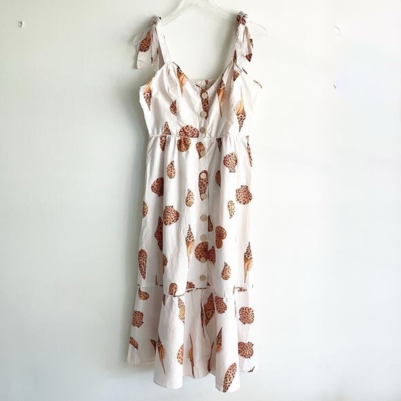 Farm Rio Large Leopard Shell Midi Dress Button 100% Cotton Sundress Print - Picture 3 of 11